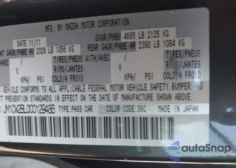 2012 Mazda Mazda5 Sport из США, поврежденный, VIN JM1CW2BL0C0129486